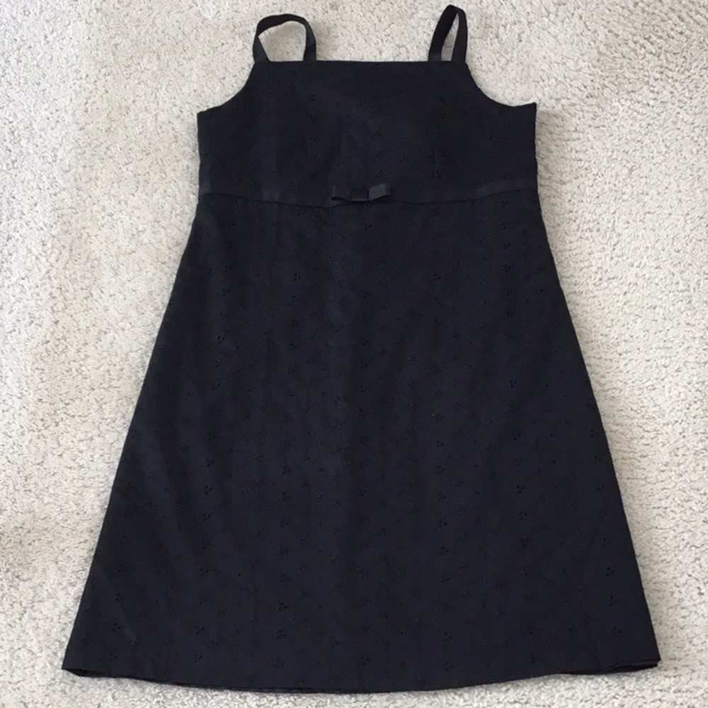 Maria Casero Black Spaghetti Strap Dress Bow   Holiday Party Girls 14 Women XS S